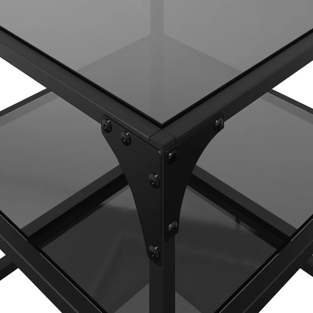 Coffee Tables with Black Glass Top 2 pcs 40x40x45 cm Steel