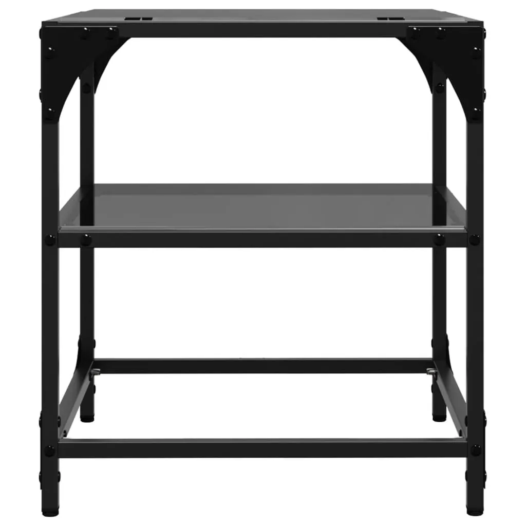 Coffee Tables with Black Glass Top 2 pcs 40x40x45 cm Steel
