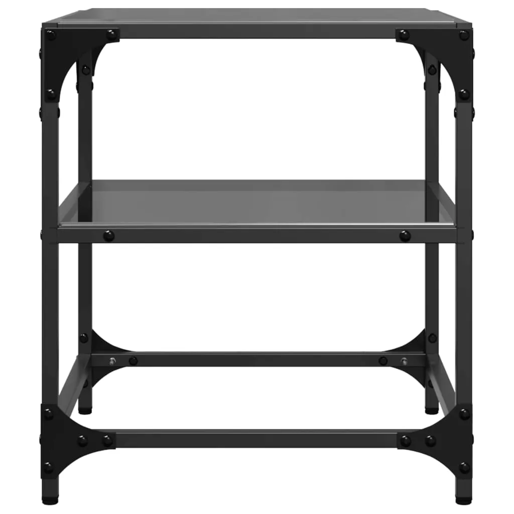 Coffee Tables with Black Glass Top 2 pcs 40x40x45 cm Steel