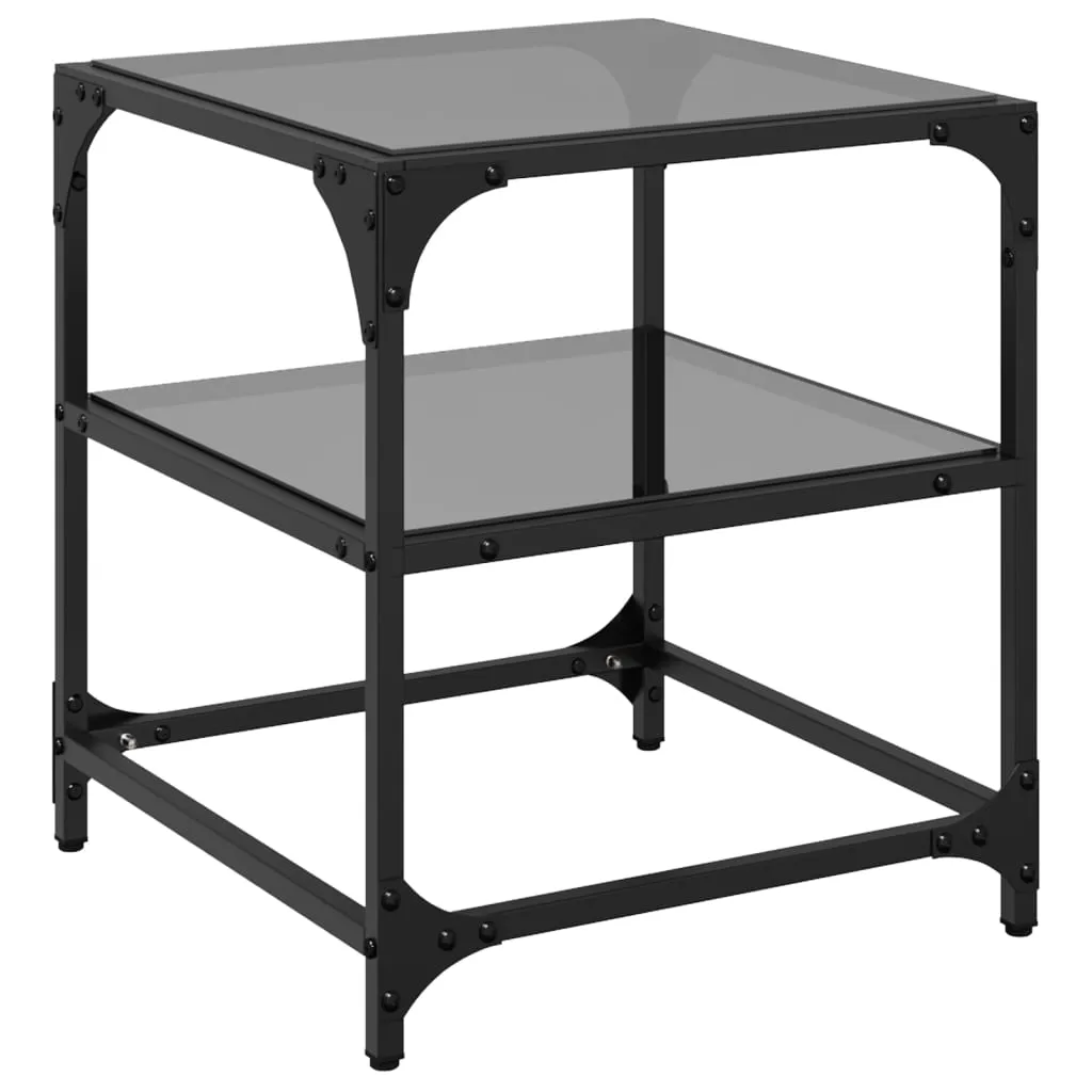 Coffee Tables with Black Glass Top 2 pcs 40x40x45 cm Steel