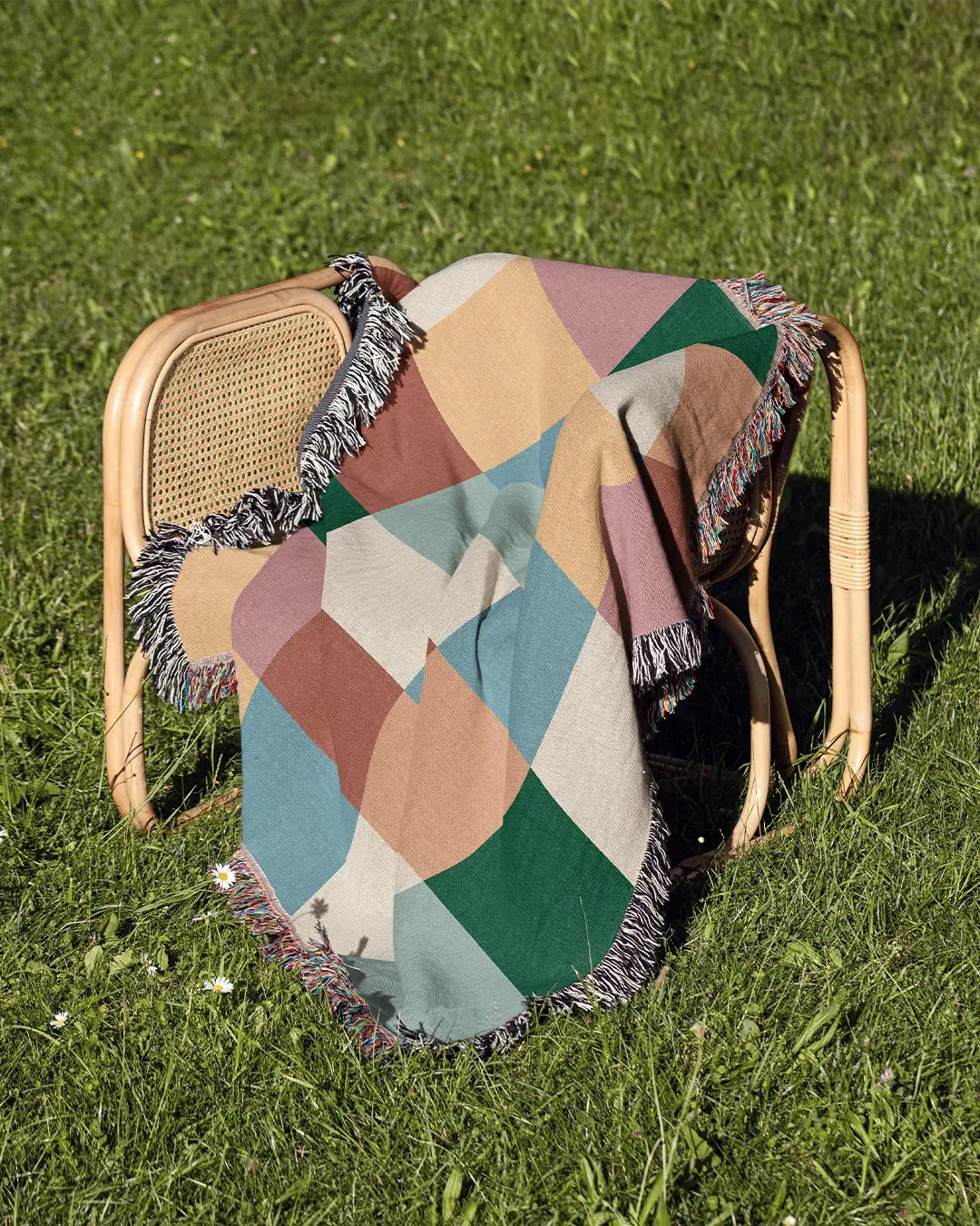Colorful Checkered Cotton Woven Throw Blanket