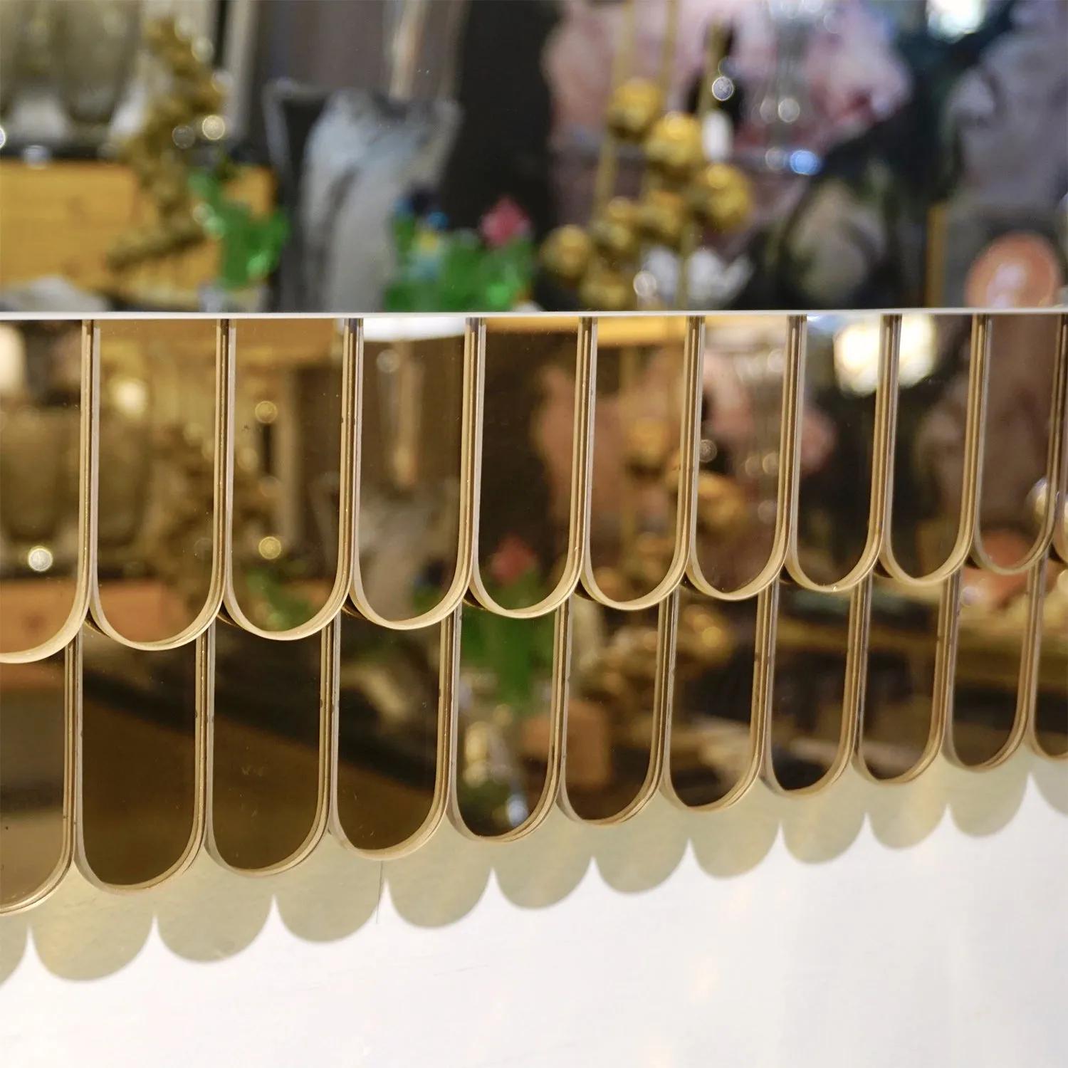 Contemporary Italian Scalloped Double Frame Silvered Bronze Murano Glass Wall Mirror