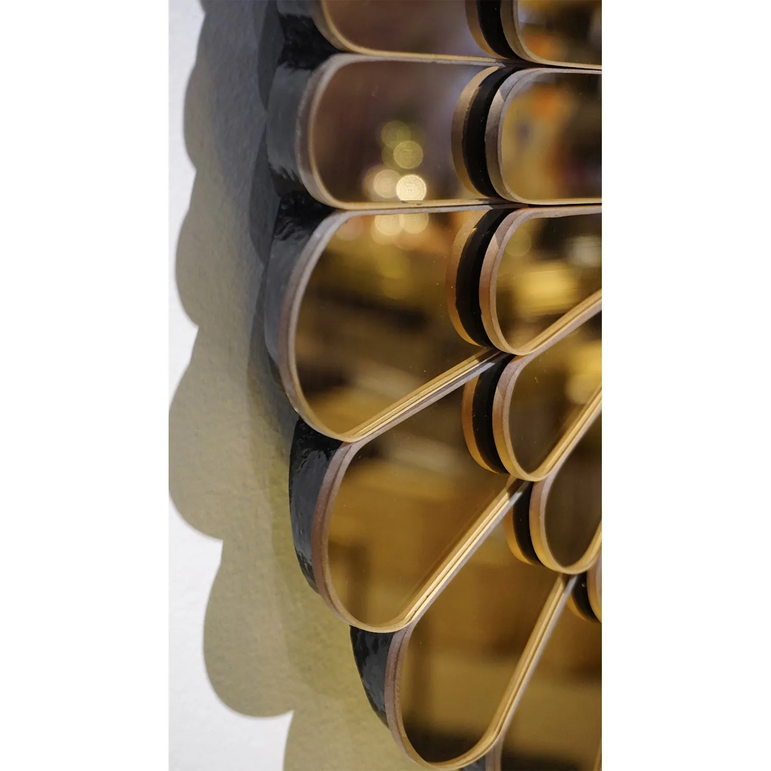Contemporary Italian Scalloped Double Frame Silvered Bronze Murano Glass Wall Mirror