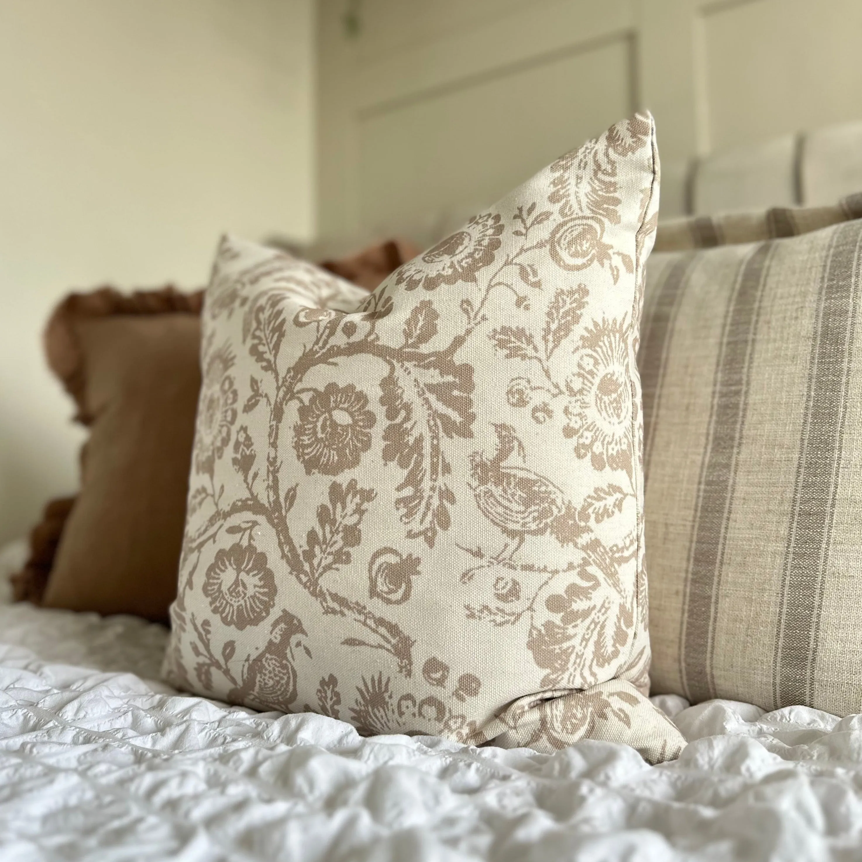 Cream and Beige Country Print Cushion 45x45cm