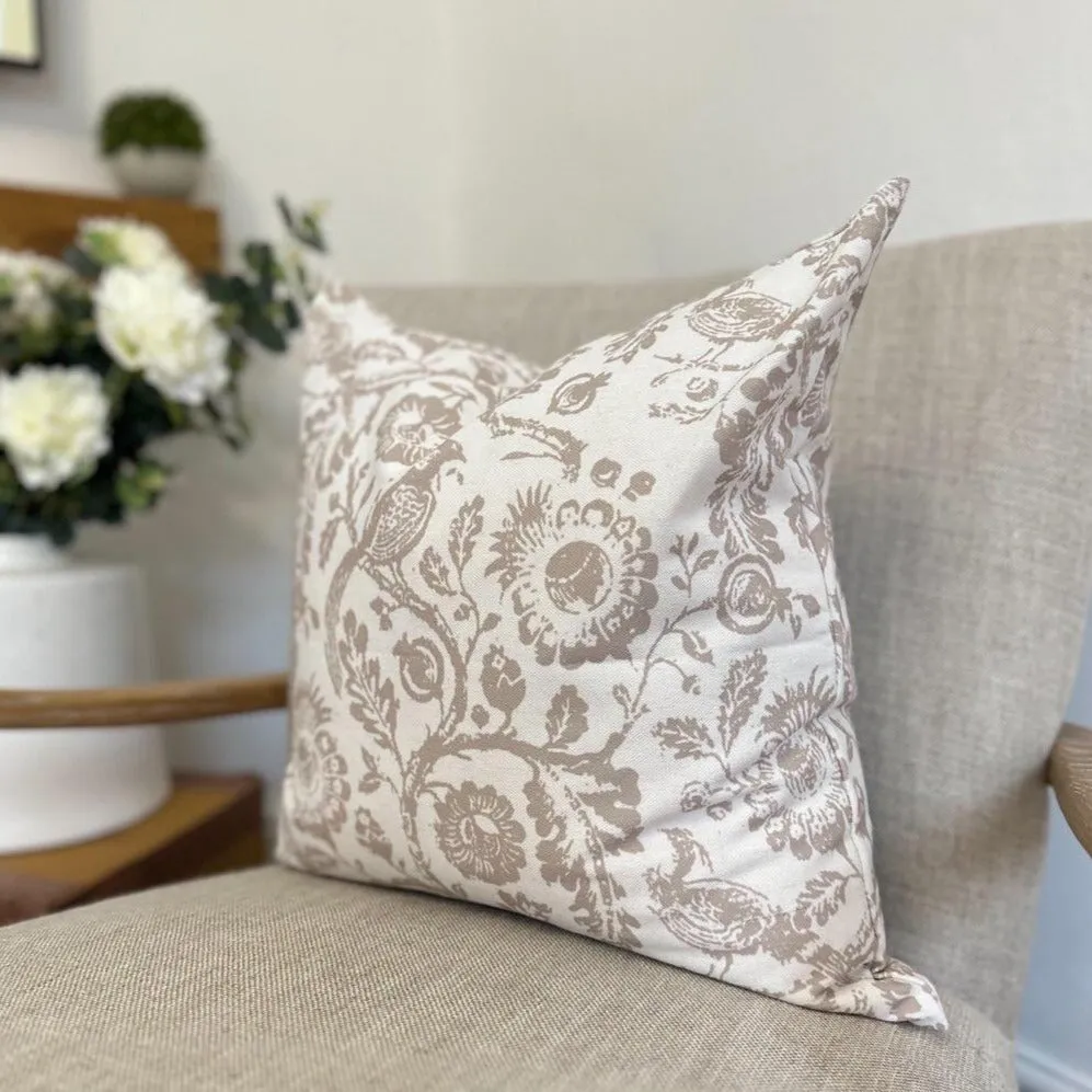Cream and Beige Country Print Cushion 45x45cm