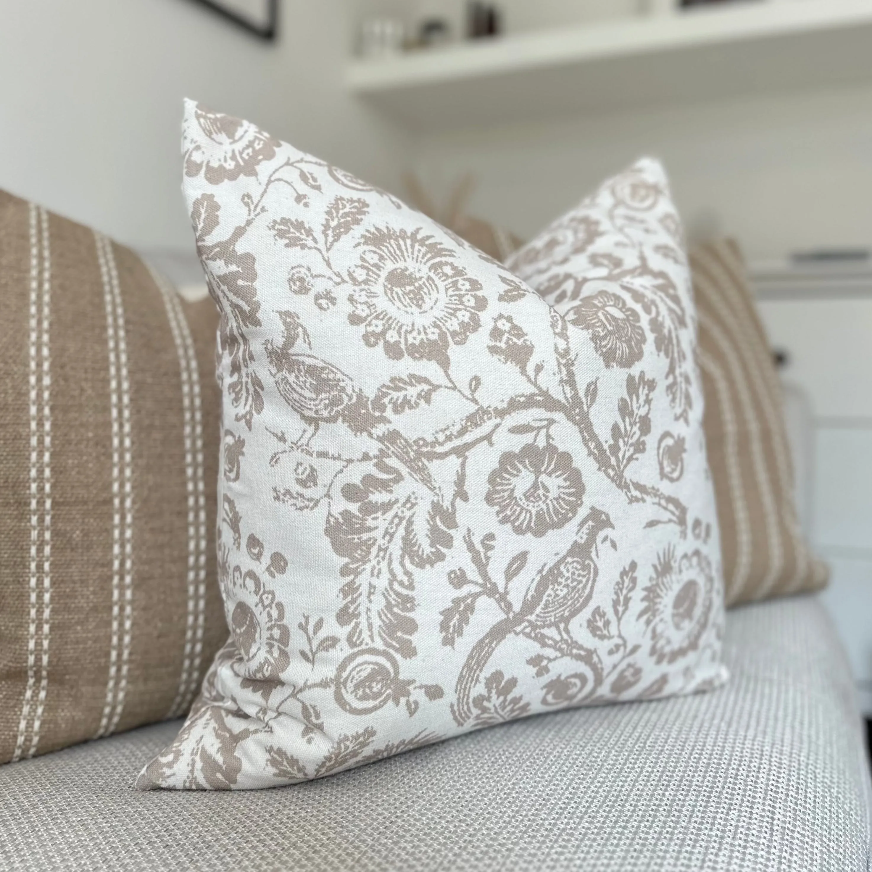 Cream and Beige Country Print Cushion 45x45cm