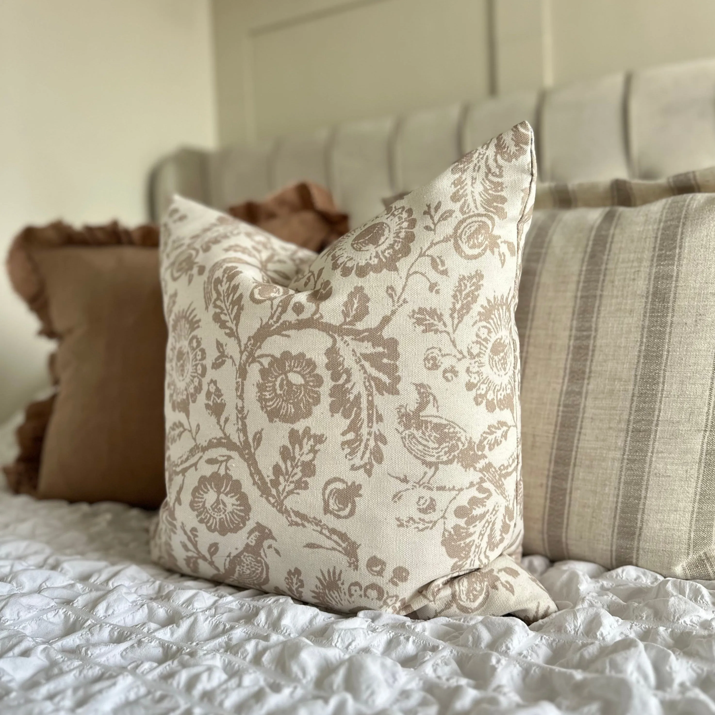 Cream and Beige Country Print Cushion 45x45cm