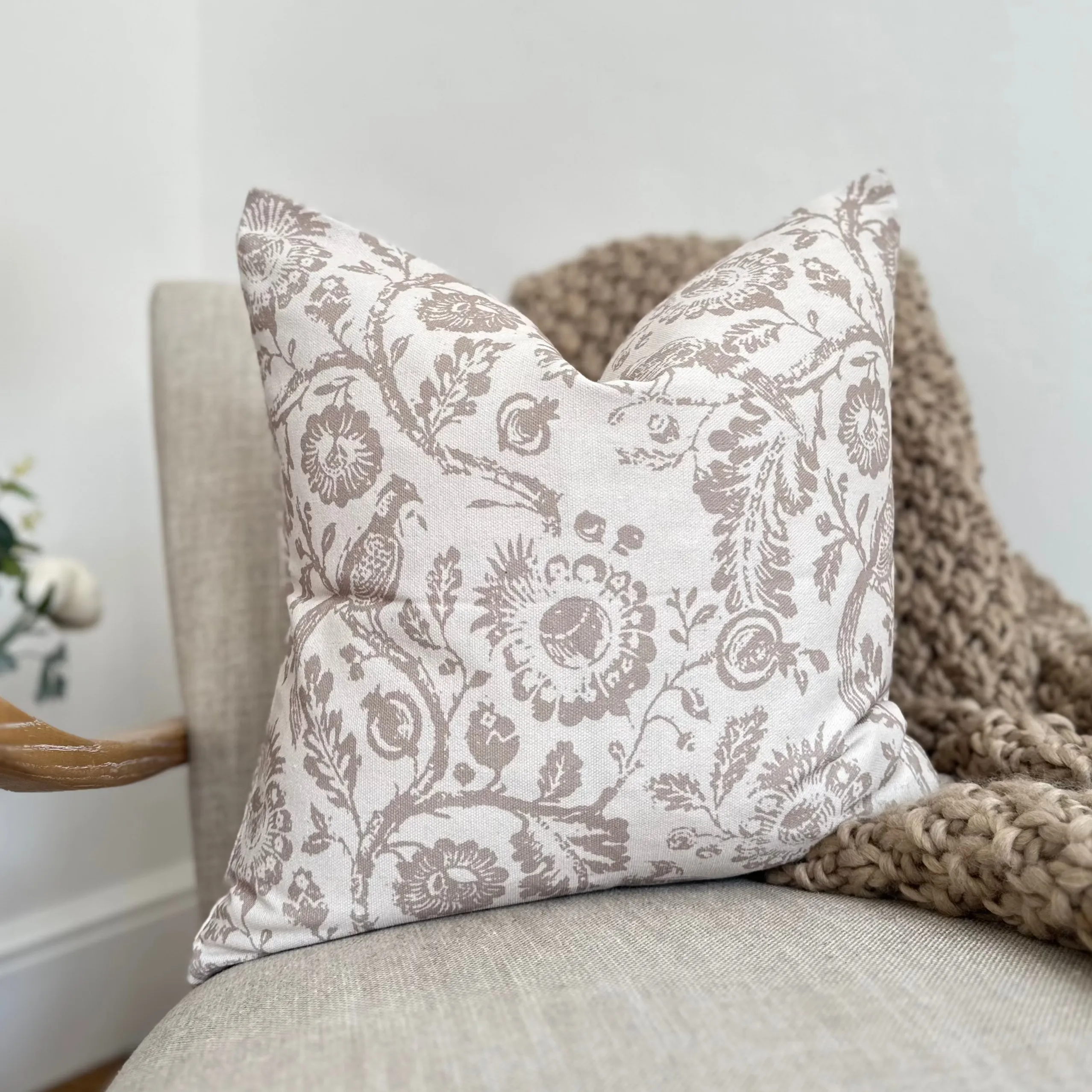 Cream and Beige Country Print Cushion 45x45cm