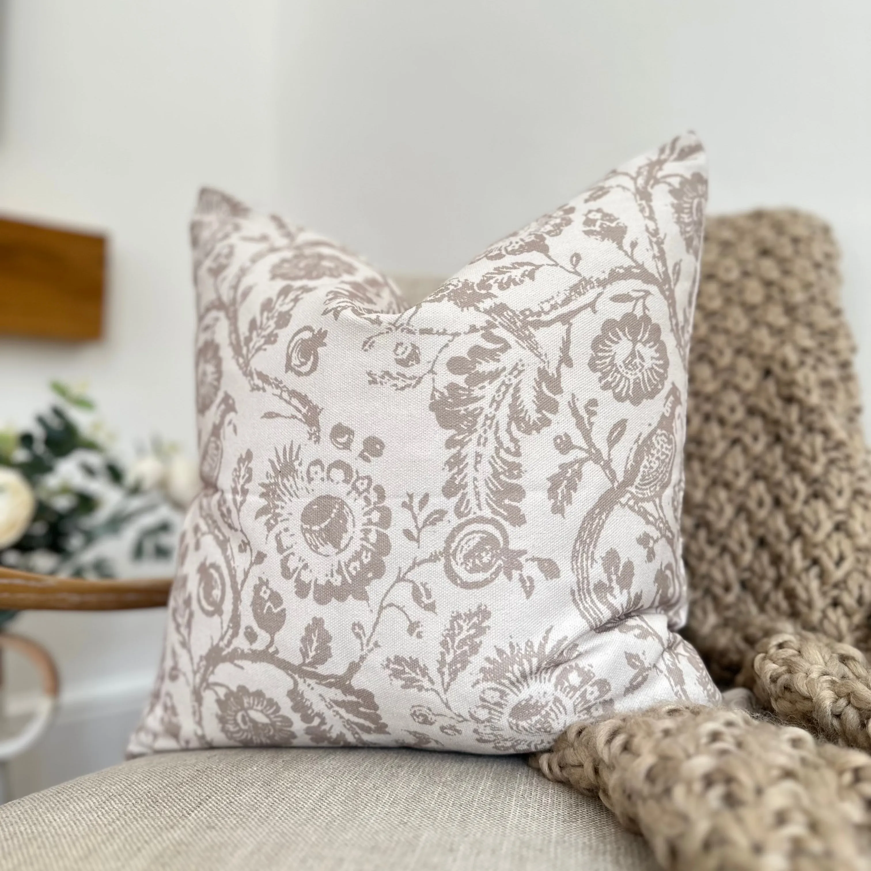 Cream and Beige Country Print Cushion 45x45cm