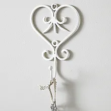 Cream Metal Heart Scrolled Hook