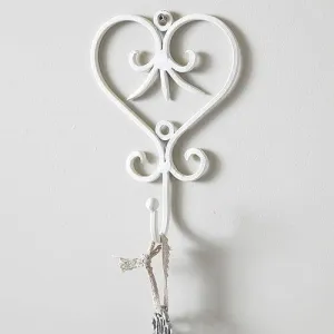 Cream Metal Heart Scrolled Hook