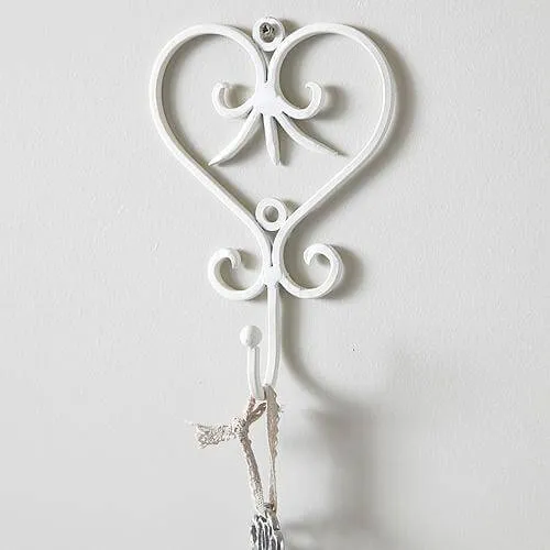 Cream Metal Heart Scrolled Hook