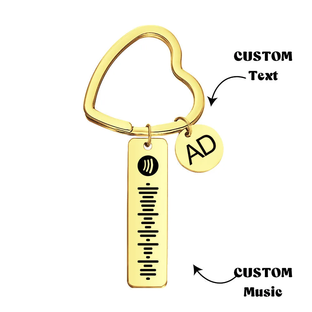 Custom Engraved Spotify Code Keychain Metal Keychain with Heart-shaped Keychain Creative Gift