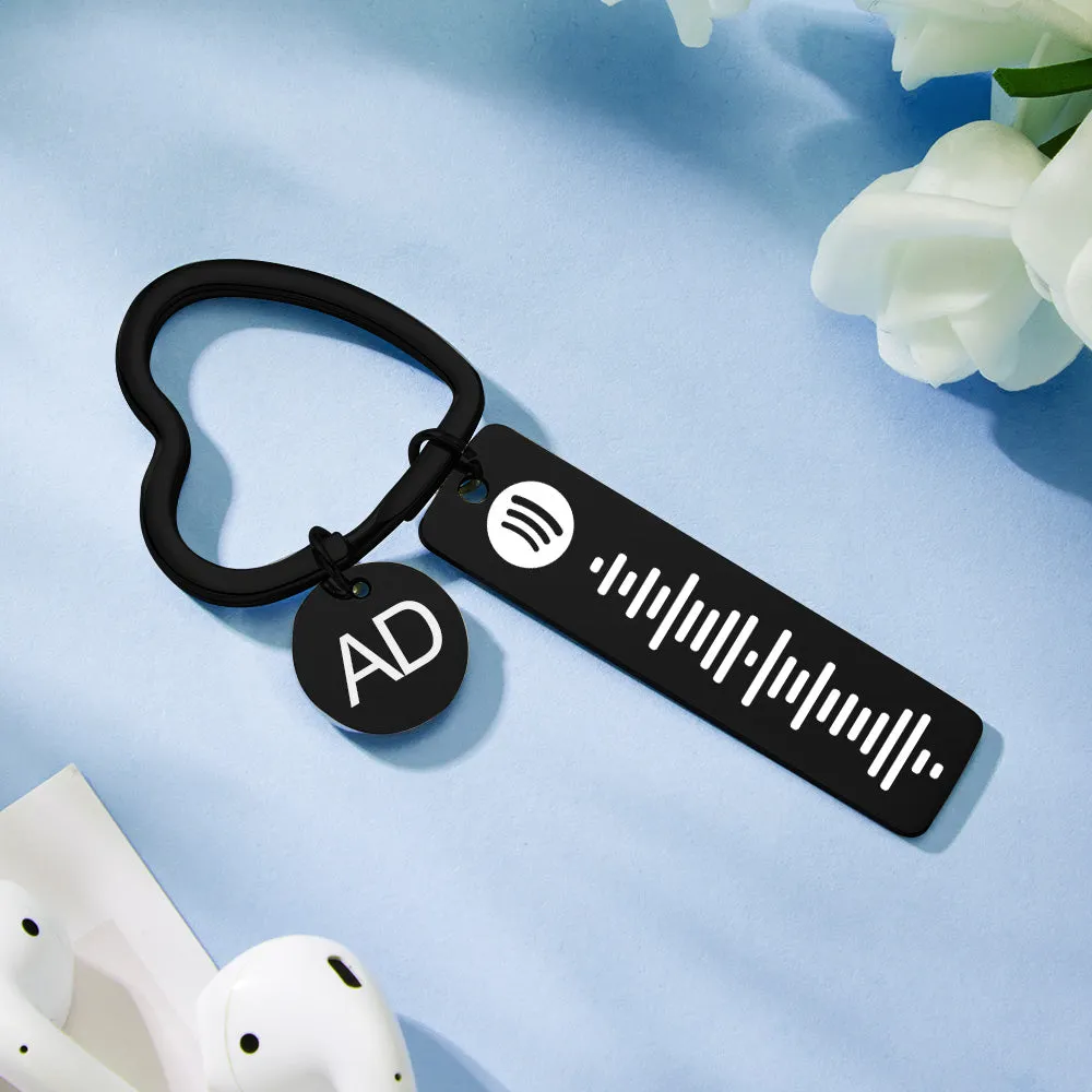 Custom Engraved Spotify Code Keychain Metal Keychain with Heart-shaped Keychain Creative Gift