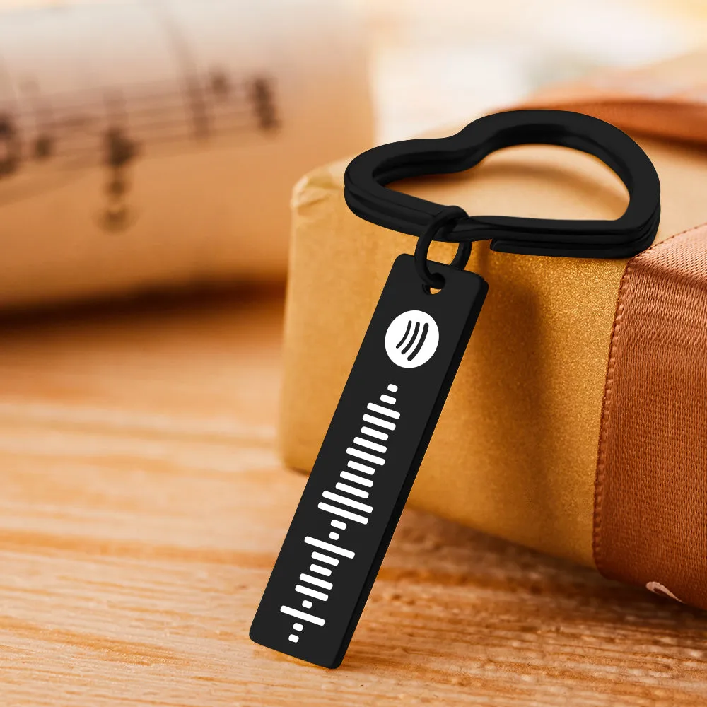 Custom Engraved Spotify Code Keychain Metal Keychain with Heart-shaped Keychain Creative Gift