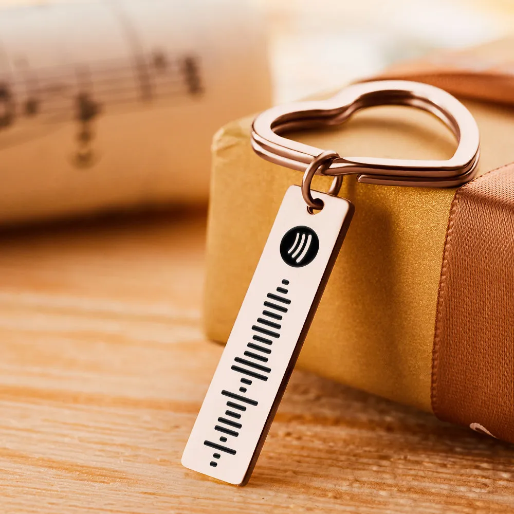 Custom Engraved Spotify Code Keychain Metal Keychain with Heart-shaped Keychain Creative Gift