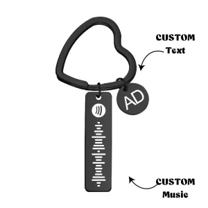 Custom Engraved Spotify Code Keychain Metal Keychain with Heart-shaped Keychain Creative Gift
