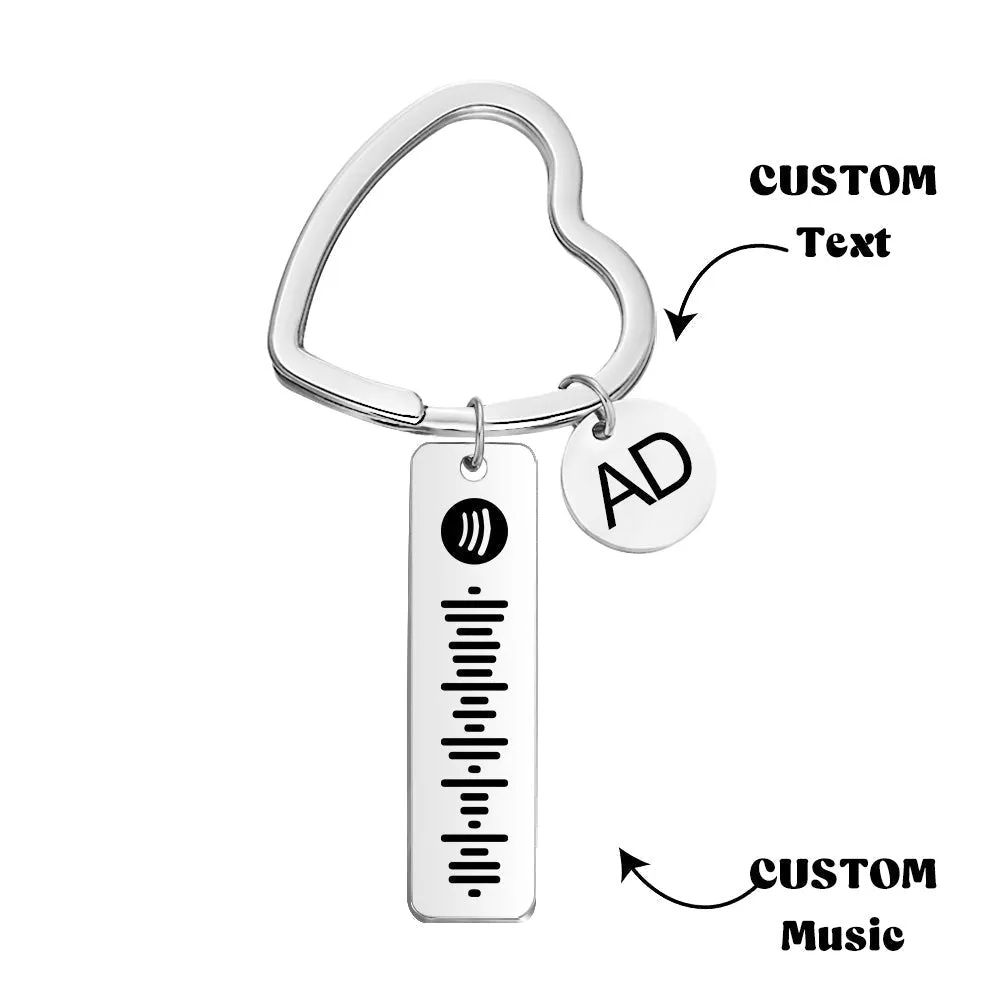 Custom Engraved Spotify Code Keychain Metal Keychain with Heart-shaped Keychain Creative Gift