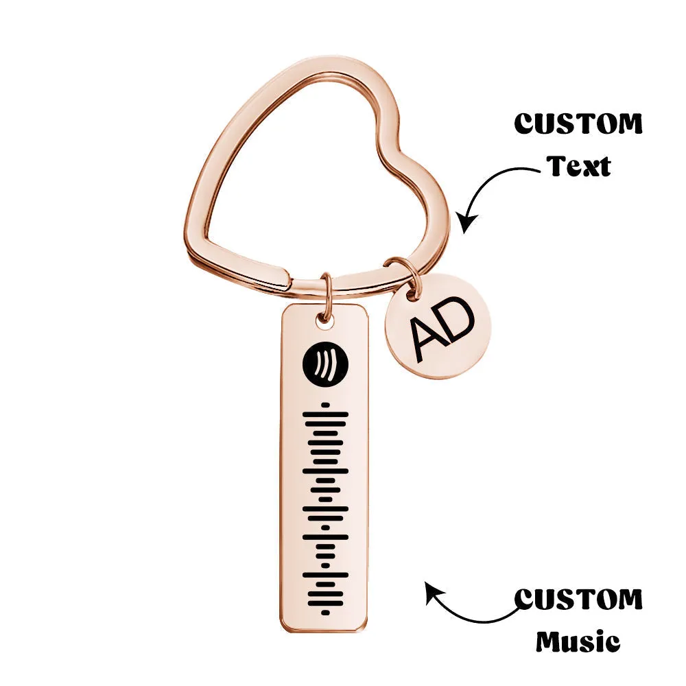 Custom Engraved Spotify Code Keychain Metal Keychain with Heart-shaped Keychain Creative Gift