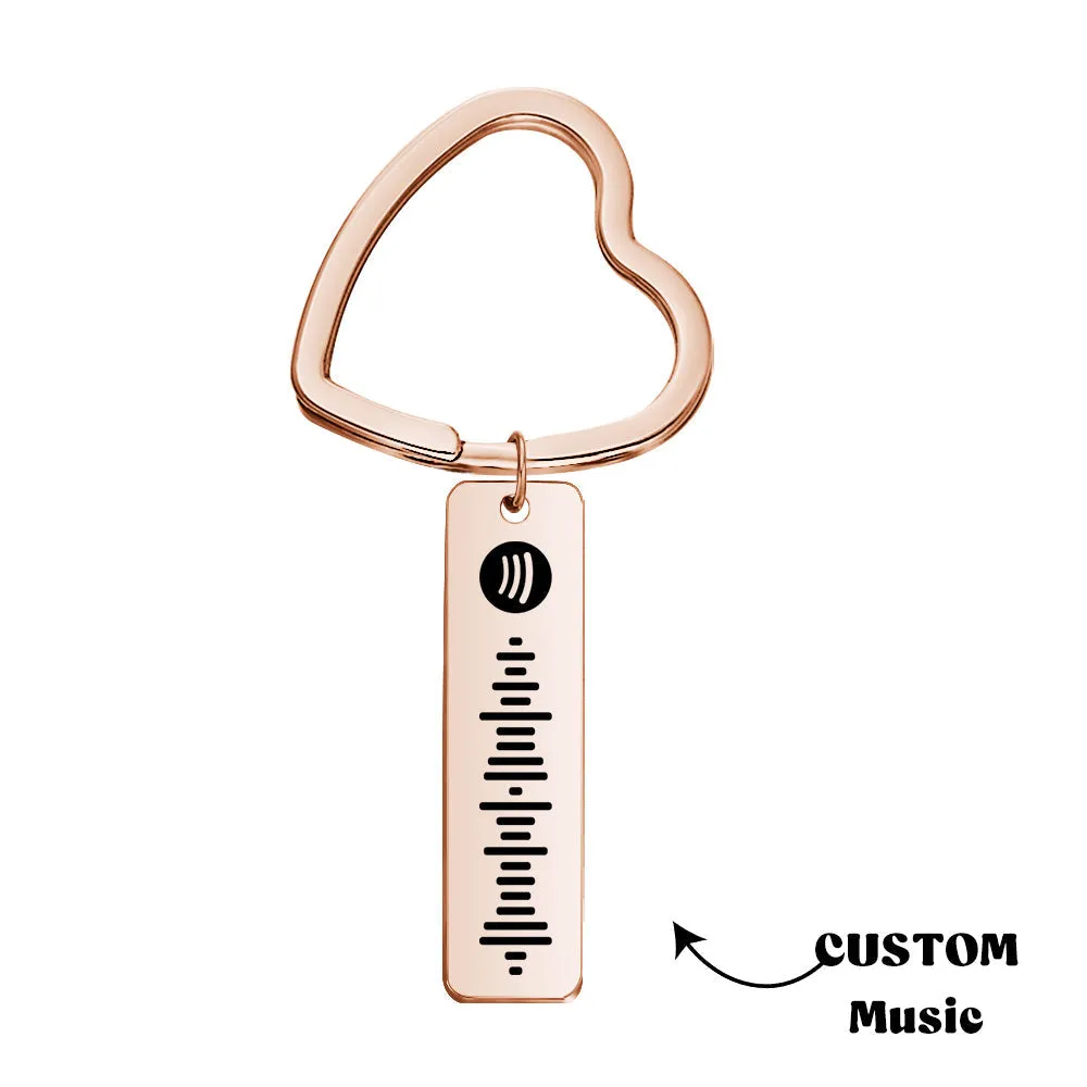 Custom Engraved Spotify Code Keychain Metal Keychain with Heart-shaped Keychain Creative Gift