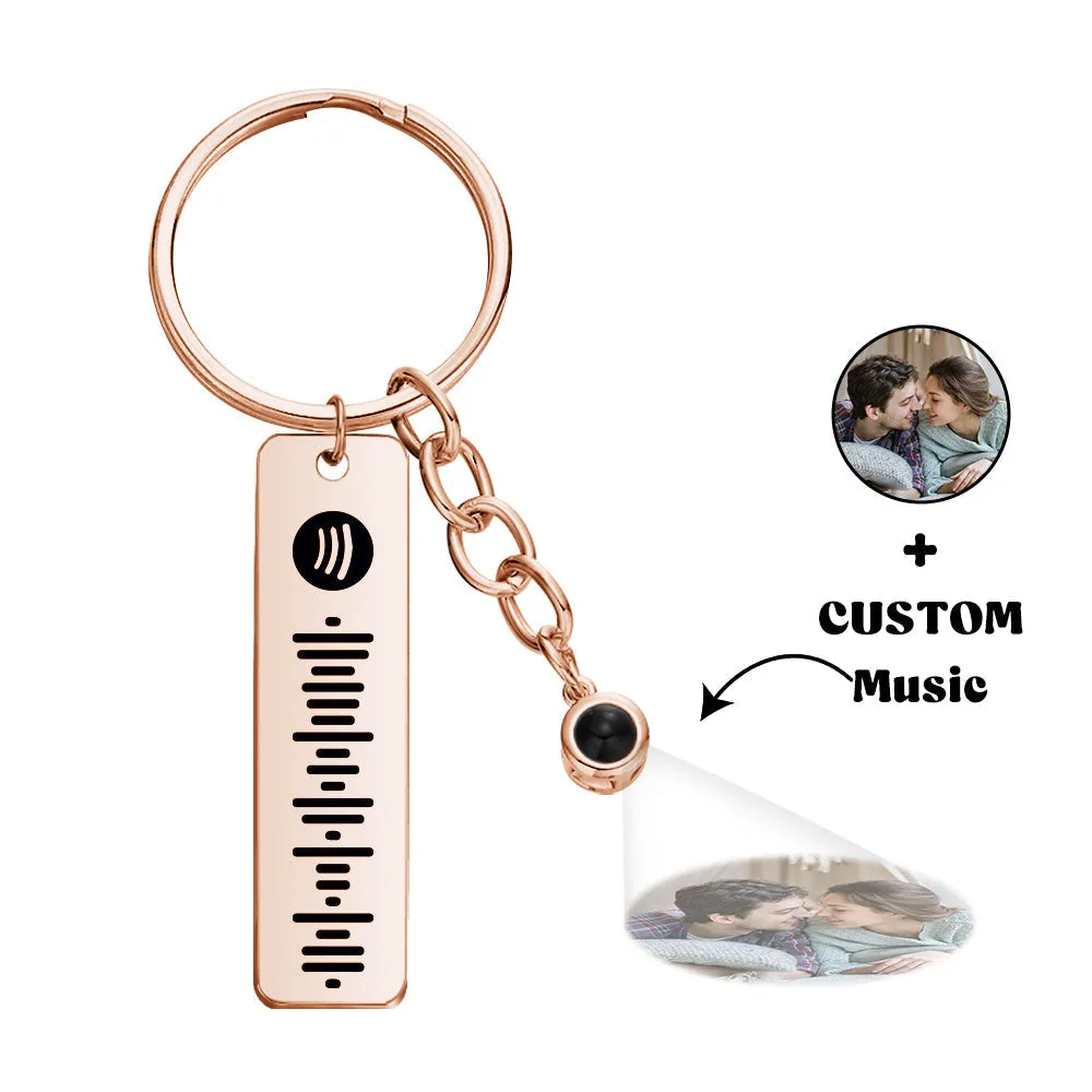 Custom Projection Spotify Code Keychain Metal Keychain Creative Keychain Gift