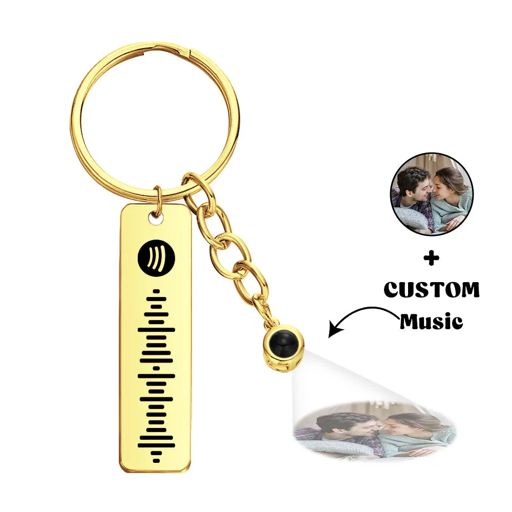 Custom Projection Spotify Code Keychain Metal Keychain Creative Keychain Gift