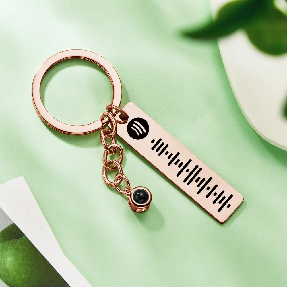 Custom Projection Spotify Code Keychain Metal Keychain Creative Keychain Gift