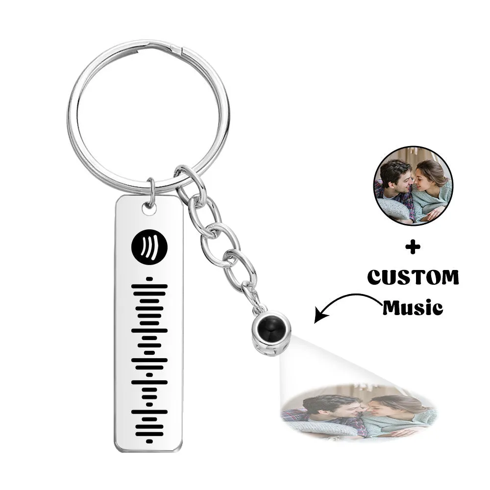 Custom Projection Spotify Code Keychain Metal Keychain Creative Keychain Gift