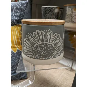 David Mason 11cm Grey Artisan Flower Canister with Bamboo Lid