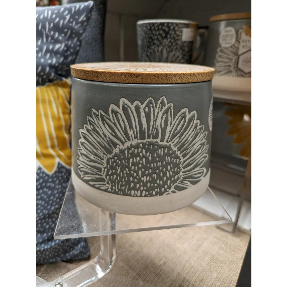 David Mason 11cm Grey Artisan Flower Canister with Bamboo Lid