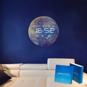 DD RETAILS Digital Wall Clock || Smart Silent LED Wall Clock || Large Display Modern Non Ticking Clock with Temperature & Time || Clocks for Living Room, Bedroom, Office, Kitchen Decor (Mercury)