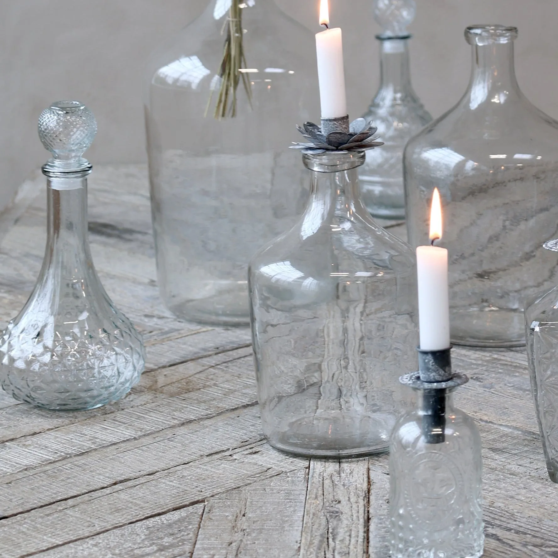 Decorative Antique Zinc Bottle Candleholder