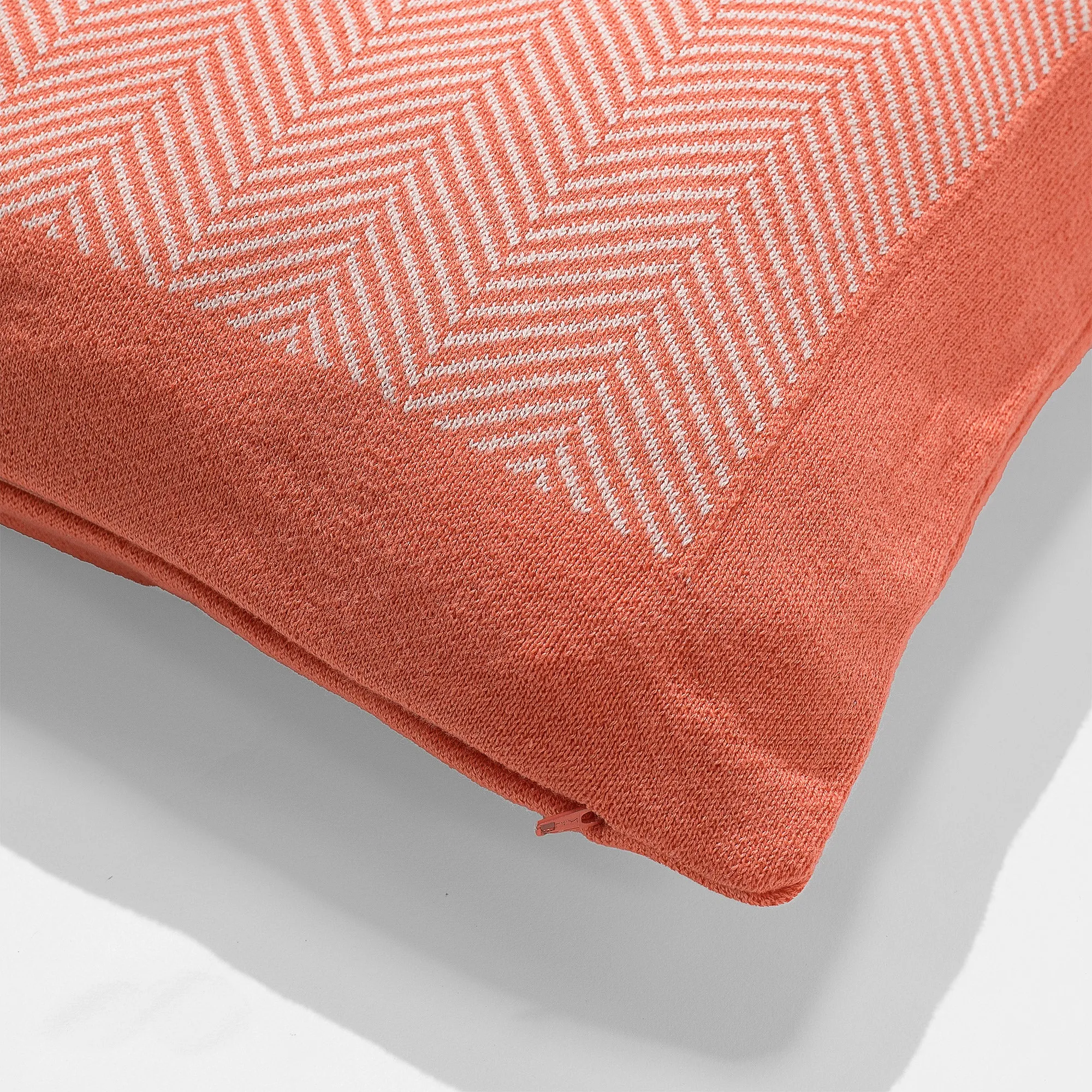 Decorative Cushion Cover 47 x 47cm - Knitted Herringbone Coral Pink