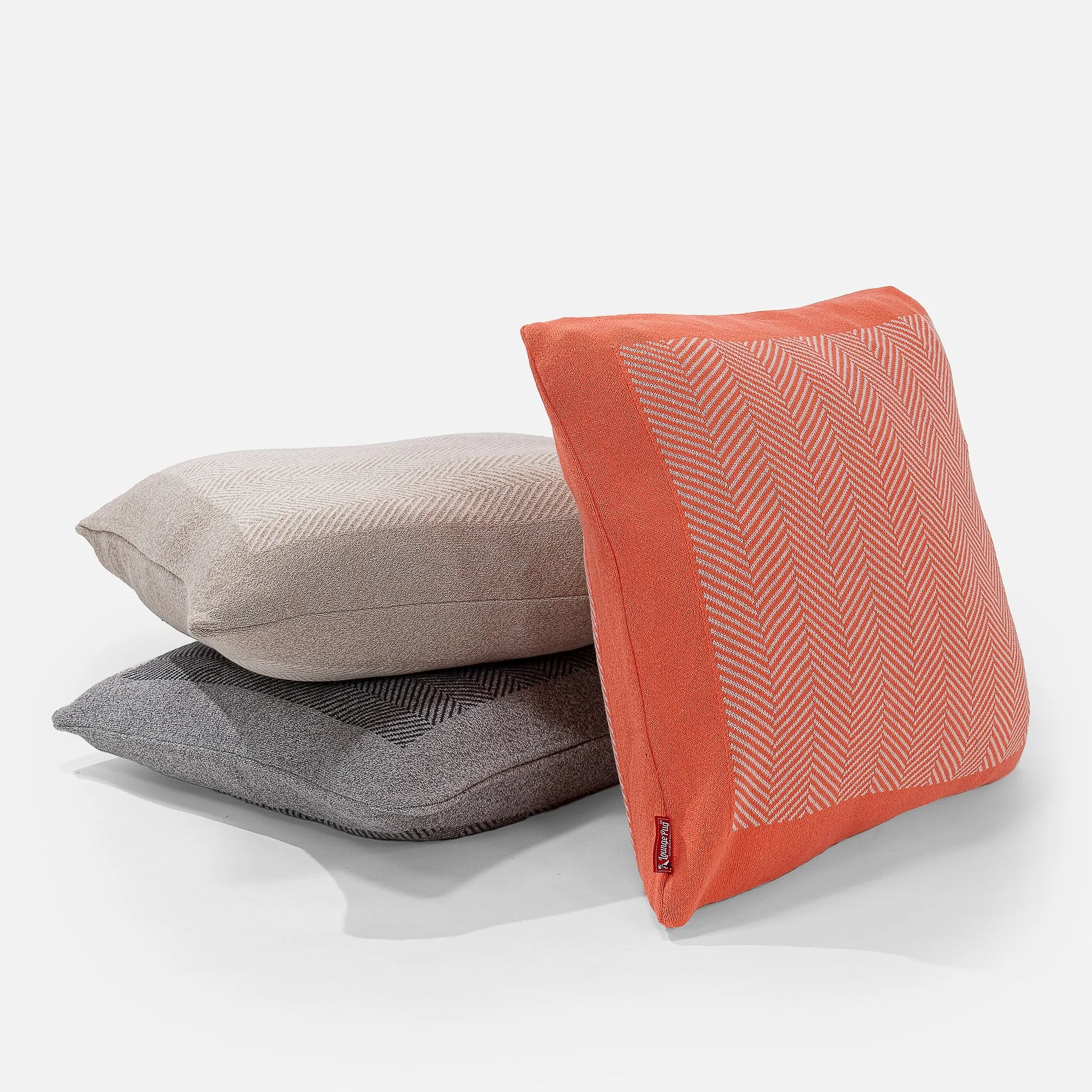 Decorative Cushion Cover 47 x 47cm - Knitted Herringbone Coral Pink