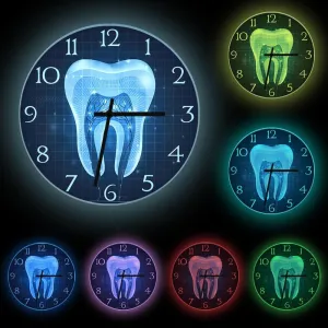 Dentist Office Multi Colors Tooth Anatomy Art Wall Clock