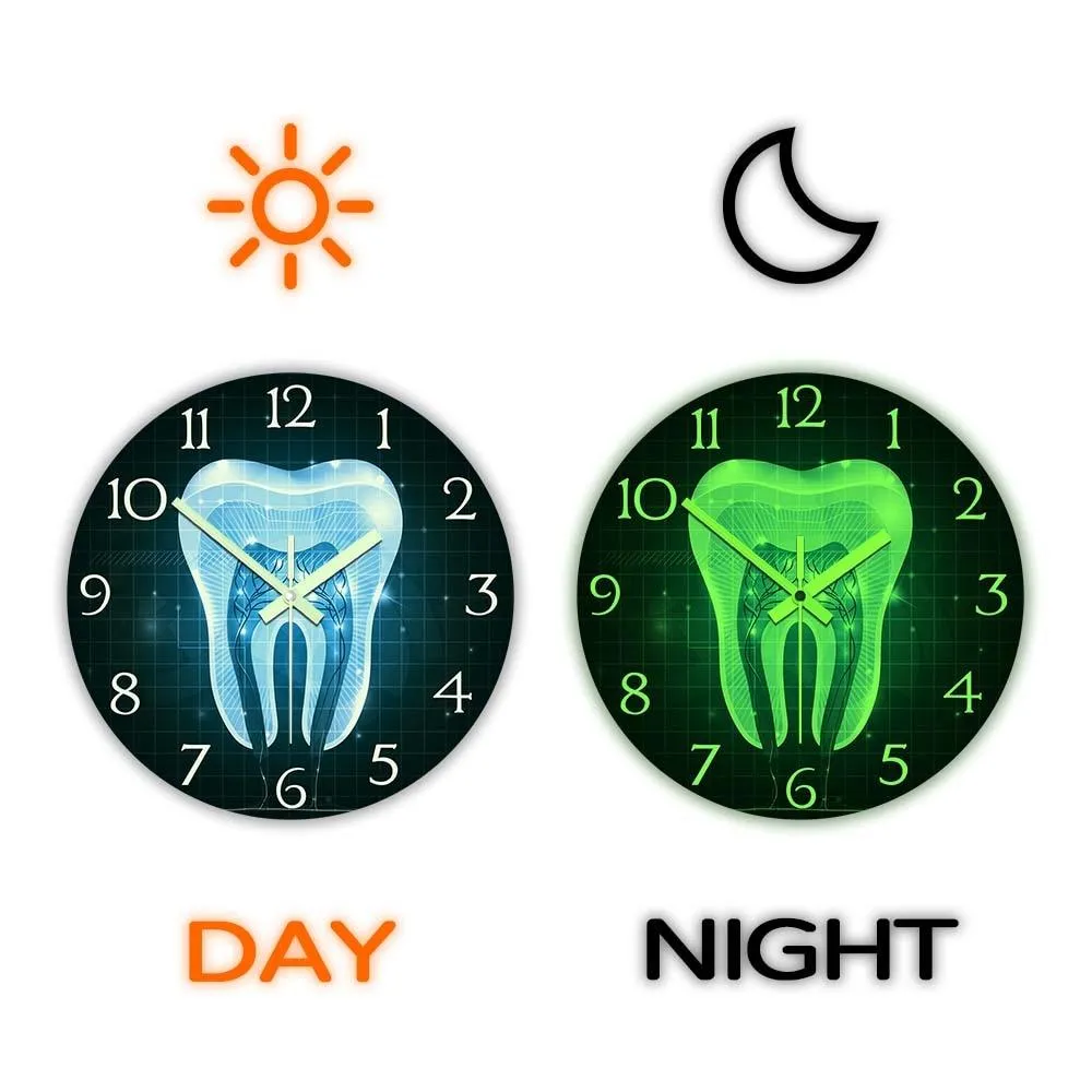 Dentist Office Multi Colors Tooth Anatomy Art Wall Clock