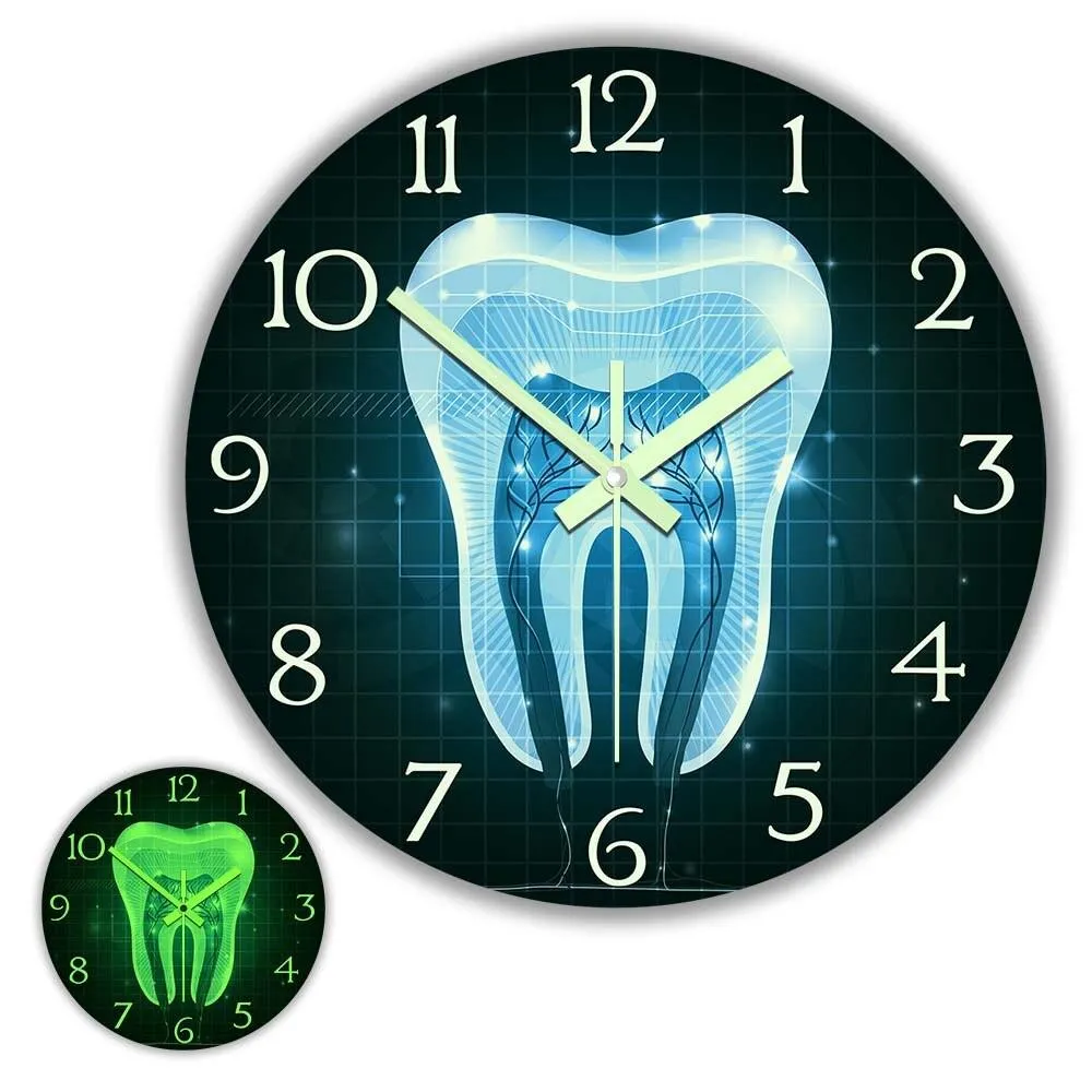 Dentist Office Multi Colors Tooth Anatomy Art Wall Clock