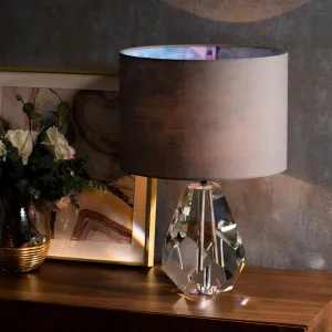 Diamond Crystal Task Lamp: Simplicity Faceted Design, 1-Bulb Reading Light in Brown