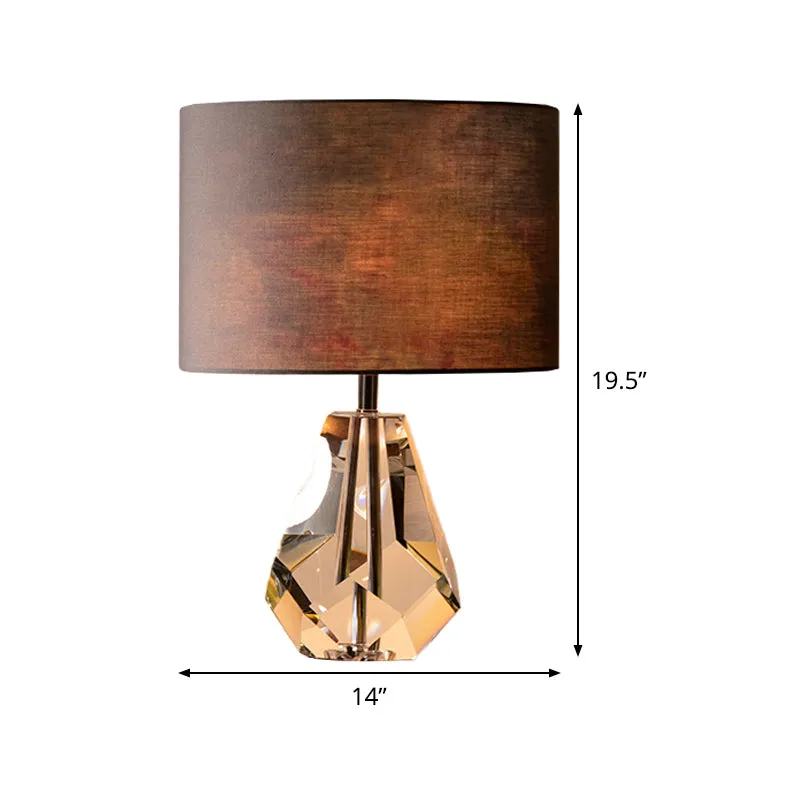 Diamond Crystal Task Lamp: Simplicity Faceted Design, 1-Bulb Reading Light in Brown