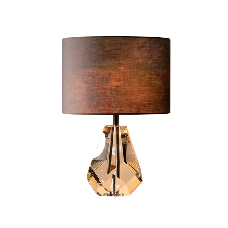 Diamond Crystal Task Lamp: Simplicity Faceted Design, 1-Bulb Reading Light in Brown