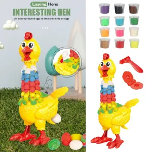 DIY Colorful Feathers Chicken Play Dough Laying Eggs - 286