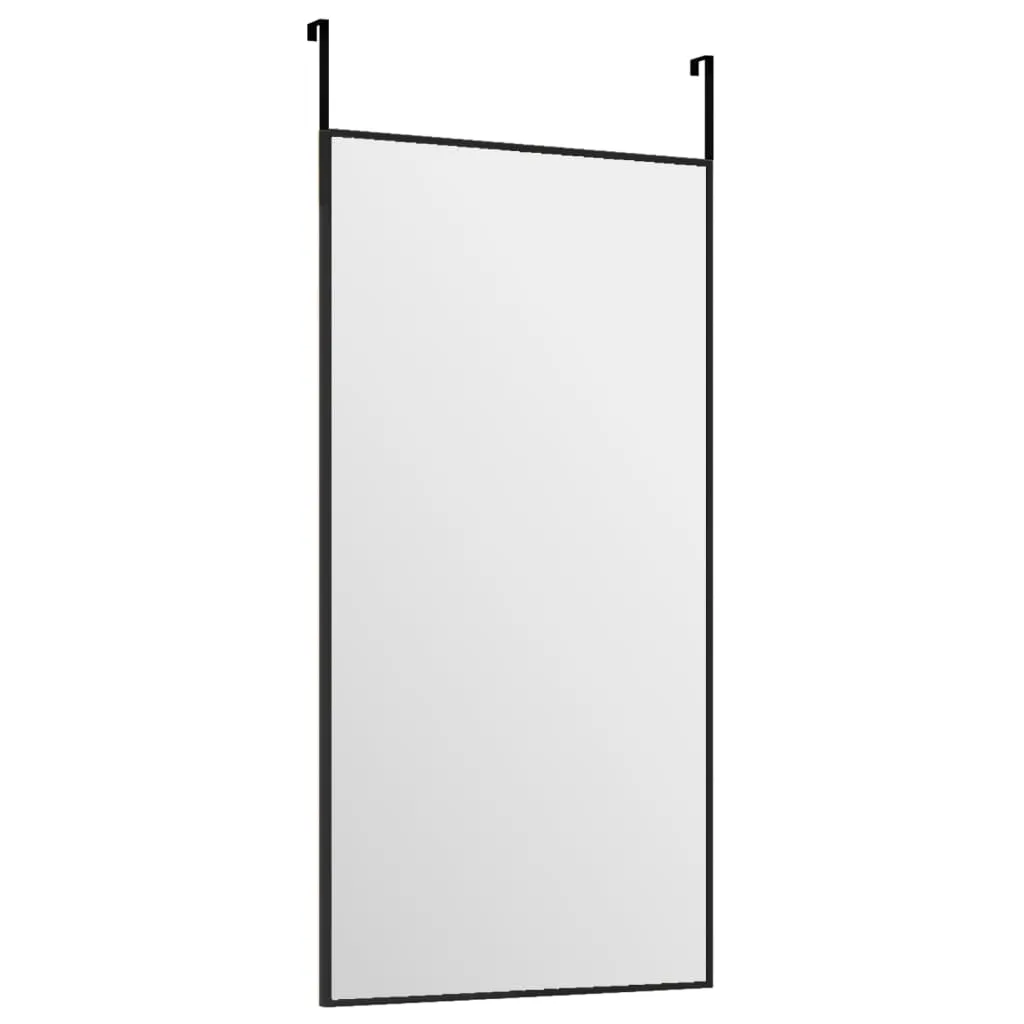 Door Mirror Black 30x60 cm Glass and Aluminium