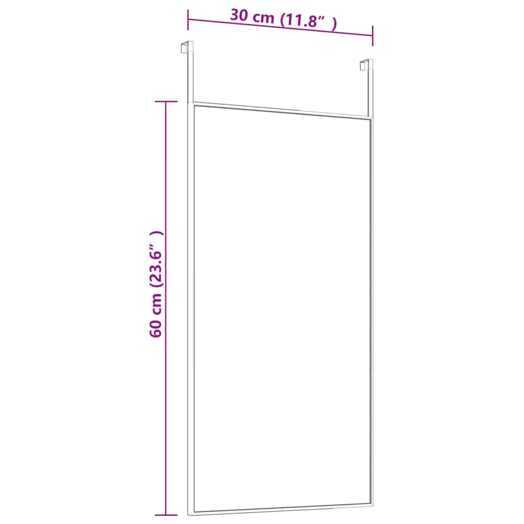 Door Mirror Black 30x60 cm Glass and Aluminium