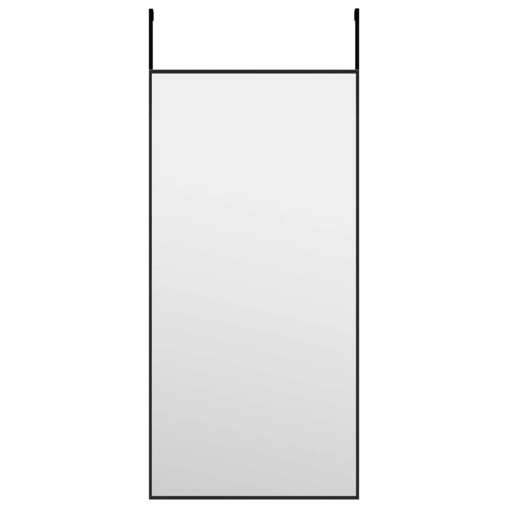Door Mirror Black 30x60 cm Glass and Aluminium
