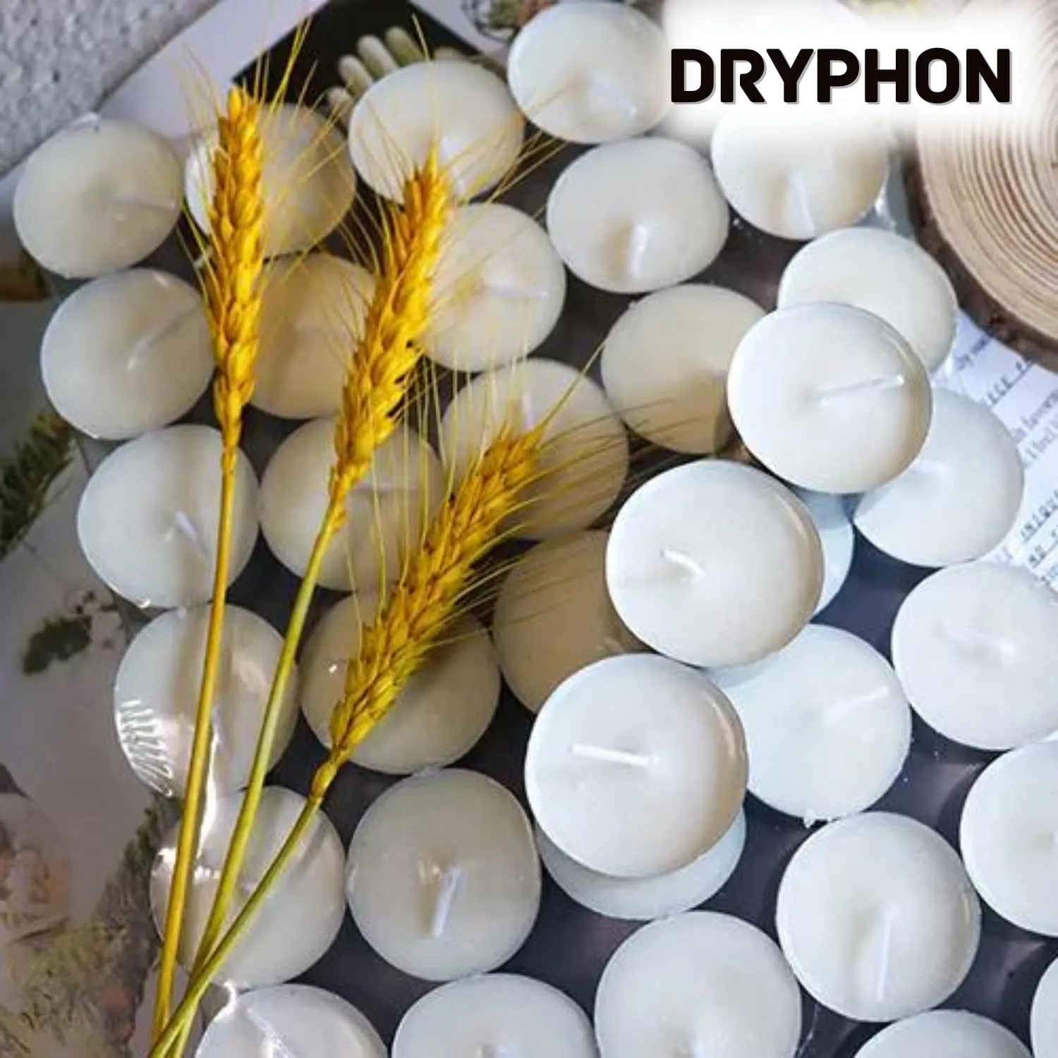 DRYPHON Wax Tealight Candles for Home Decor, Candles Diwali Decoration Items, Unscented Wax Candle Home Decor Items, Diwali Pooja Items for Home Decor 4Hr Burn