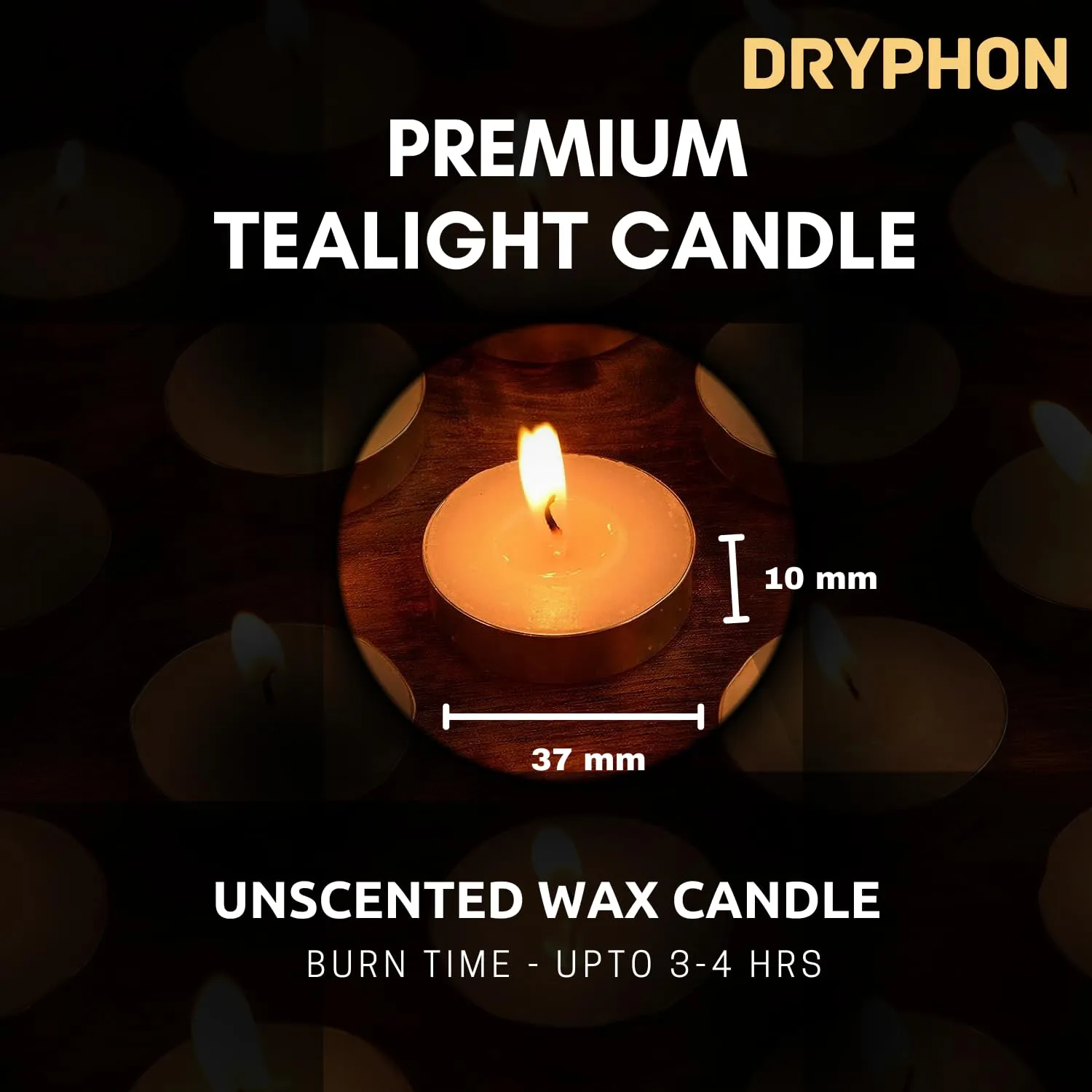 DRYPHON Wax Tealight Candles for Home Decor, Candles Diwali Decoration Items, Unscented Wax Candle Home Decor Items, Diwali Pooja Items for Home Decor 4Hr Burn