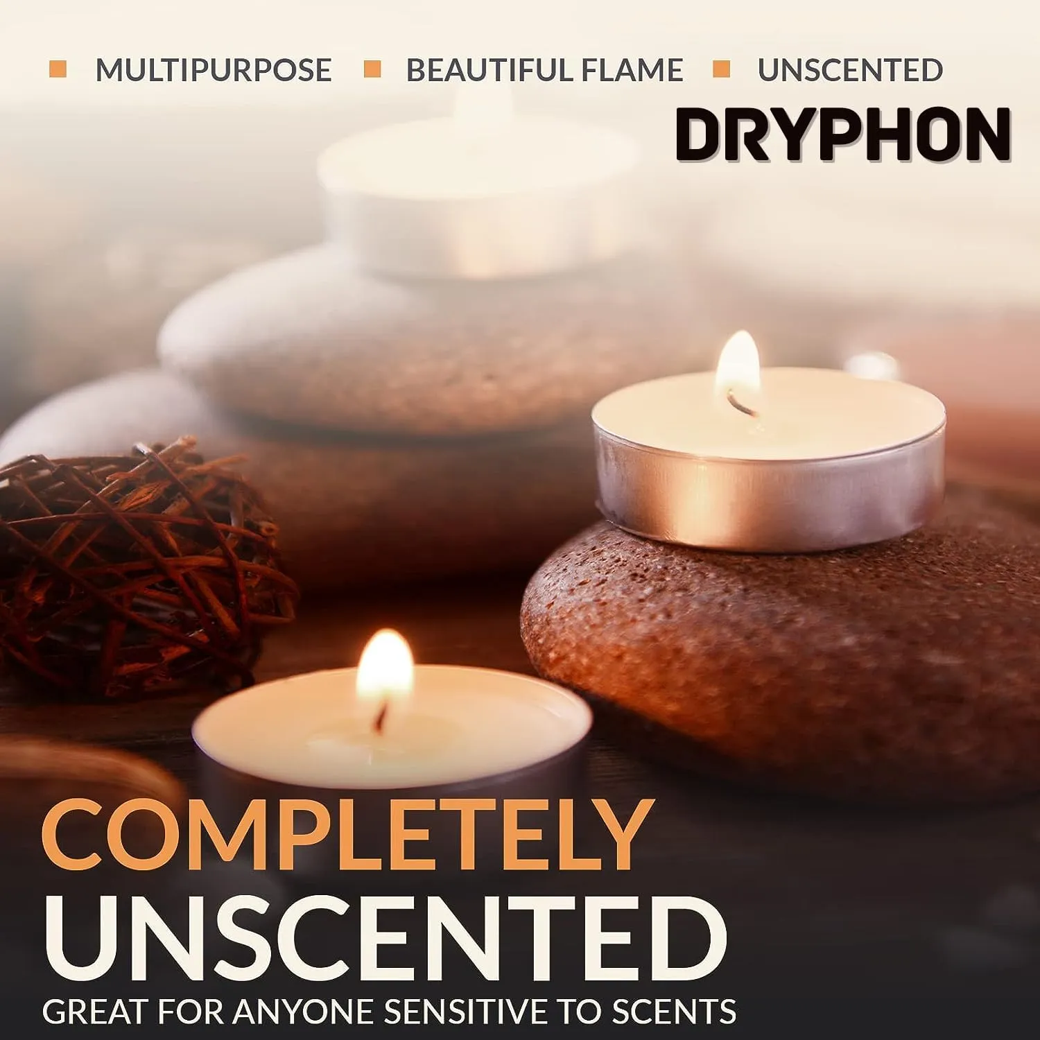DRYPHON Wax Tealight Candles for Home Decor, Candles Diwali Decoration Items, Unscented Wax Candle Home Decor Items, Diwali Pooja Items for Home Decor 4Hr Burn