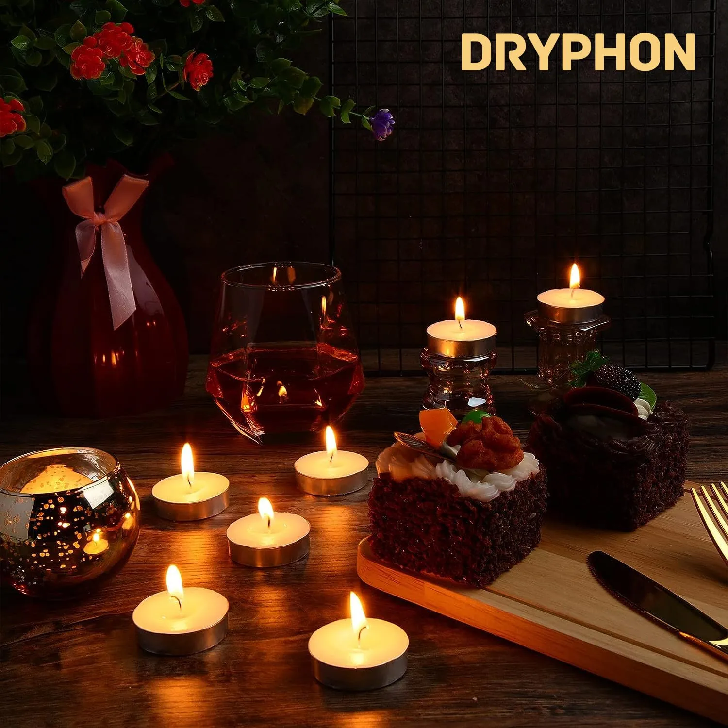 DRYPHON Wax Tealight Candles for Home Decor, Candles Diwali Decoration Items, Unscented Wax Candle Home Decor Items, Diwali Pooja Items for Home Decor 4Hr Burn