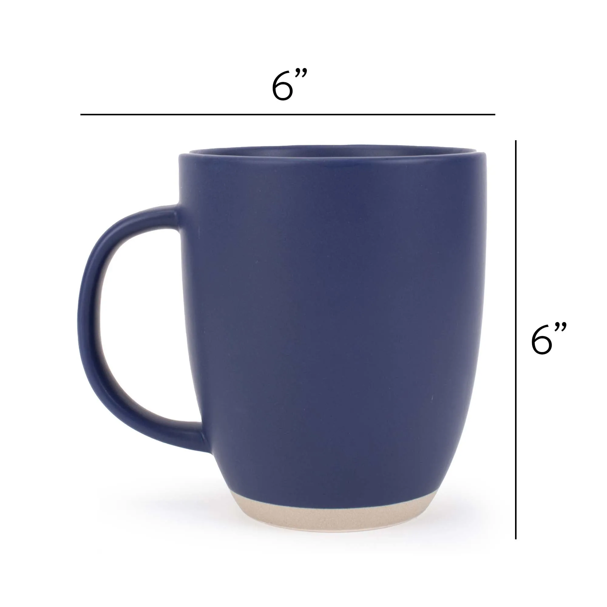 Elanze Designs Raw Clay Bottom Navy Blue 13 ounce Ceramic Coffee Mugs Set of 4