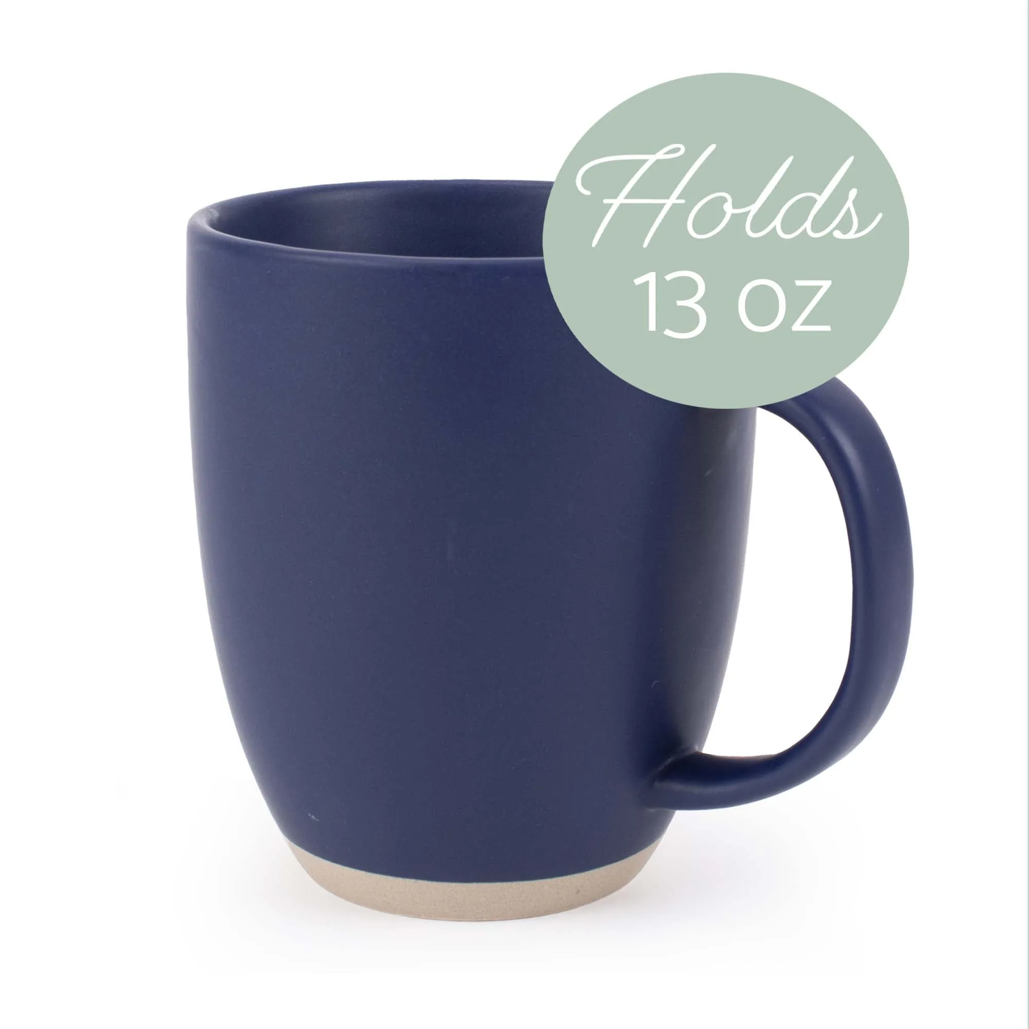 Elanze Designs Raw Clay Bottom Navy Blue 13 ounce Ceramic Coffee Mugs Set of 4